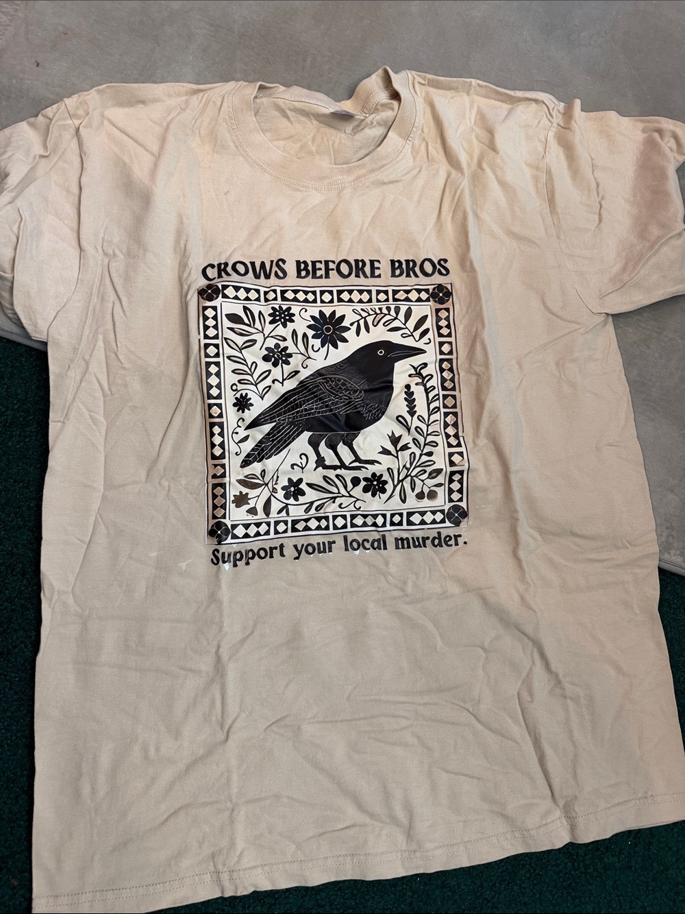 Hot Topic Beige 'Crows Before Bros' Graphic Tee